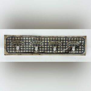 Antique French Enamelware Kitchen Hook Rack